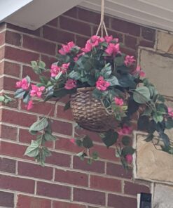 Nearly Natural Bougainvillea Basket Silk 1 Artificial Hanging Plant, 32 x 32 x 24, Green, Pink 49 71z2KHKSRdL