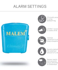 Malem Ultimate Bedwetting Alarm (Blue) for Boys and Girls - Loud Sound and Strong Vibration Wake Even Deep Sleepers - Award Winning Enuresis Alarm Blue 7 71z2Yq5AaRL