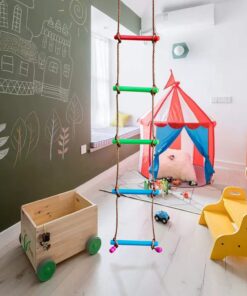 Rainbow Craft 6.6FT Climbing Rope Ladder Ninja Ladder for Kids - Kids Ninja Warrior Obstacle Course Accessories - Ninja Warrior Slackline Ladder, Playground Ninja Obstacles Swing Rope Ladder 15 71z2nHWtz6L