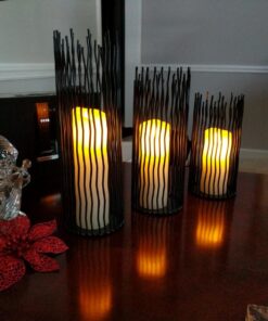 Set of 3 Metal Iron Candle Holder, Black Candlestick Modern Table Centerpiece for Indoor & Outdoor Decor, Dining Room, Home Decoration 32 71z2oQOpMjL