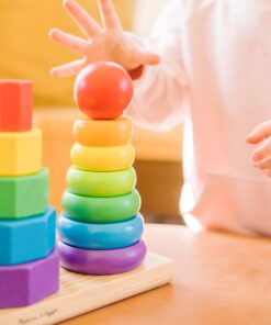 Melissa & Doug Geometric Stacker - Wooden Educational Toy - Shape Sorter And Stacking Toy, Stacking Tower Toy For Babies, Toddlers And Kids Ages 2+, Multicolor, Playsets 30 71z4VCUKdmL