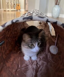 PAWZ Road Cat Toys Collapsible Tunnel Dog Tube for Fat Cat,Rabbits,Dogs Length 51" Diameter 12" Leopard Large-51" 31 71z5bM79k8L