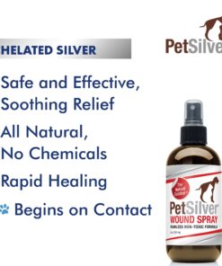 PetSilver Wound & Skin Spray with Chelated Silver, Allergy Relief for Dogs Itching, Hot Spot Treatment for Dogs, Cat and Dog Wound Care, All Natural Skin Soother for Dogs, Made in USA, 8 fl oz 8 oz 11 71z5csoItpL