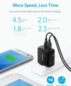 Anker Dual USB Wall Charger, PowerPort II 24W, Ultra-Compact Travel Charger with PowerIQ Technology and Foldable Plug, for iPhone XS/Max/XR/X/8/7/6/Plus, iPad Pro/Air 2/mini 4, Galaxy S9/S8/+ and More Black 26 71z5diAzMZL