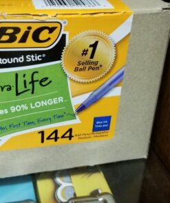 BIC Round Stic Xtra Life Blue Ballpoint Pens, Medium Point (1.0mm), 144-Count Pack of Bulk Pens, Flexible Round Barrel for Writing Comfort, No. 1 Selling Ballpoint Pens 19 71z5ovMjn4L