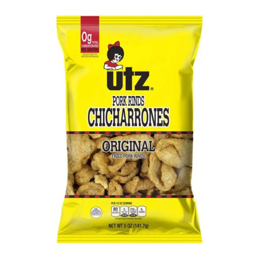 Utz Pork Rinds, Original Flavor - Keto Friendly Snack with Zero Carbs per Serving, Light and Airy Chicharrones with the Perfect Amount of Salt, 5 Ounce (Pack of 12) 5 Ounce (Pack of 12)