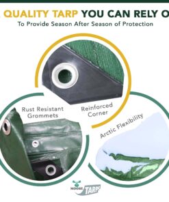 Moose Supply Waterproof Tent Tarp - Heavy Duty Tarp Tent for Wood Furniture, Car, Boat, Pool, & More - Tear, Rot, & Acid Resistant - 10x12 Foot Indoor/Outdoor Reversible Tarp (Green/Brown Tarp) 10' x 12' 11 71z68 tPViL