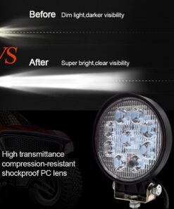 Safego 4inch Round led lights Bar 2Pcs 27w Waterproof Flood Beam Led Pod lights Work Light 12v led lights Off Road Lights Driving Light for Truck Suv Atv Tractor Boat R27W 23 71z72dO29L