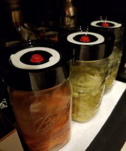AMZUShome Fermenting Lids Kit Waterless Airlock For Wide Mouth Mason Jar Fermentation Not Crock Pots,Make Sauerkraut,Kimchi,Pickles Or Fermented Foods.4 Pack+1 Pump(Black) Black 4 21 71z8QdgB9OL