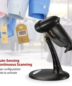 Esky Barcode Scanner with Stand, Wired Handheld Bar Code Scanner with Adjustable Stand, Automatic 1D USB Laser Scanner Support Windows/Mac/Linux for POS System Sensing, Store, Supermarket, Warehouse 1D - 1Pack 14 71z95GStIYL