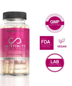 Hairfinity Hair Vitamins - Scientifically Formulated with Biotin, Amino Acids, Supplement That Helps Support Hair Growth - Vegan - 60 Veggie Capsules (1 Month Supply) 60 Count (Pack of 1) 25 71zBJ7QVsL