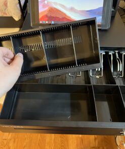 Cash Register Drawer for Point of Sale (POS) System with Removable Coin Slots, 5 Bill/6 Coin, 24V, RJ11/RJ12 Key-Lock, Media Slot, Black 5 Bill 6 Coin 23 71zDT3YApJL