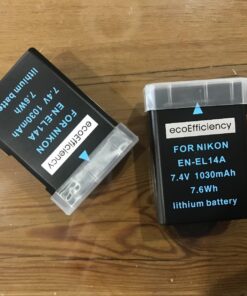 ecoEfficiency 2-Pack of EN-EL14, EN-EL14A Batteries for Nikon D3500, D3100, D3200, D3300, D3400, D5100, D5200, D5300, D5500, D5600, DF, Coolpix P7000, P7100, P7700, P7800 DSLR Cameras 13 71zFH2p 8LL