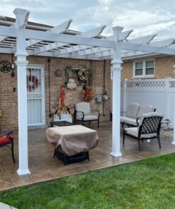 vita Valencia 12' x 16' Attached Vinyl Pergola 46 71zGml6EfFL