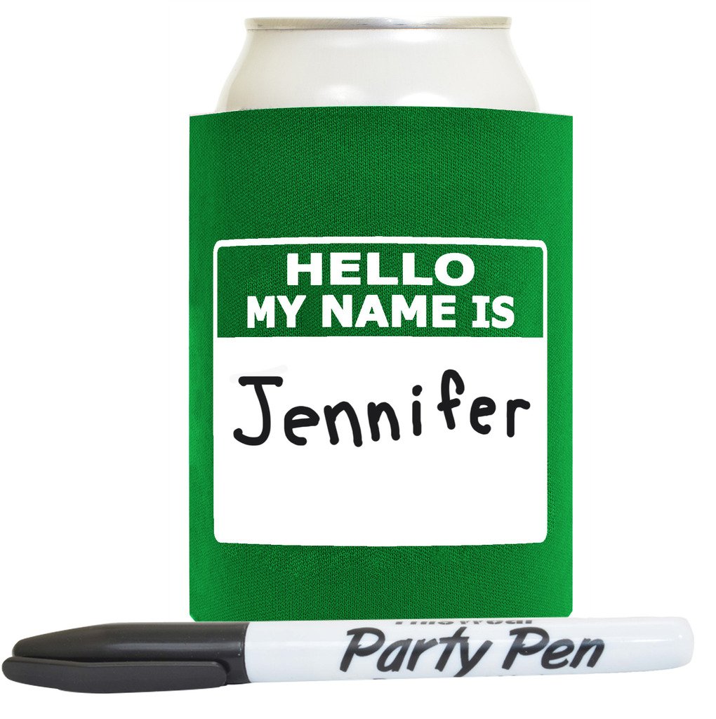 Funny Can Coolie Hello, My Name Is Funny Badge And Permanent Marker