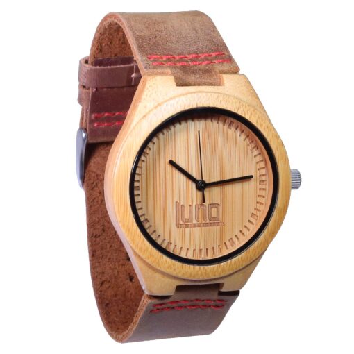 Luno Wear Men's Wood Watch, Genuine Leather, The Shoots