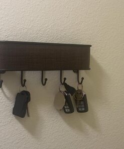 iDesign Twillo Mail and Key Holder, Decorative Wall Mounted Key Rack Organizer Pocket and Letter Sorter Holder for Entryway, Kitchen, Mudroom, Home Office Organization, 10.5" x 2.5" x 4.5", Bronze Mail & Key Rack 26 71zN7pKboXL