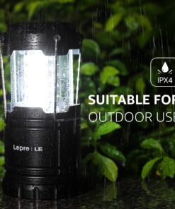 Lepro LED Camping Lantern, Super Bright, Battery Powered, IPX4 Water Resistant, Portable Emergency Lights for Hurricane, Storms, Outages, Collapsible, 2 Packs 31 71zNC6APzuL
