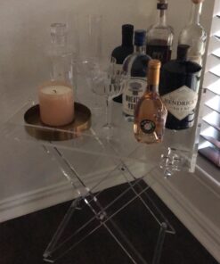 Designstyles Acrylic Folding Tray Table – Modern Chic Accent Desk - Kitchen and Bar Serving Table - Elegant Clear Design 38 71zNG7rp76L