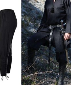 Men's Ankle Banded Pants Medieval Viking Navigator Pirate Costume Trousers Renaissance Gothic Pants XX-Large Black 14 71zO0YloxNL 1