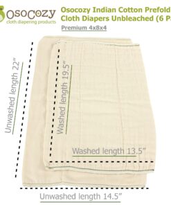 OsoCozy Unbleached Prefold Cloth Baby Diapers, Size 2 (15-30 lbs.), Soft, Absorbent, Durable 100% Natural Cotton, Our Top Selling Diaper Service Quality Prefolds, Unbleached Natural Color -6 Pack 23 71zO5c PPAL