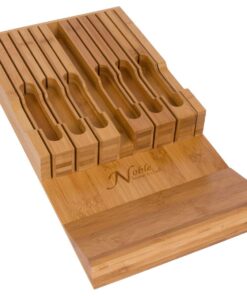 In-Drawer Bamboo Knife Block Holds 12 Knives (Not Included) Without Pointing Up PLUS a Slot for your Knife Sharpener! Noble home & chef Knife Organizer Made from Quality Moso Bamboo 12 Holder 30 71zOOlfSBiL