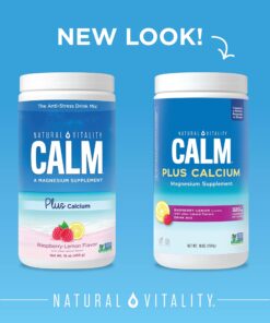 Natural Vitality Calm, Magnesium Citrate & Calcium Supplement, Drink Mix Powder Supports a Healthy Response to Stress, Gluten Free, Vegan, & Non-GMO, Raspberry Lemon, 16 Oz 16 Ounce (Pack of 1) 27 71zPbXIcq8L 1