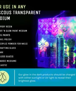 Glow in The Dark Pigment Powder - Neutral and Fluorescent Color for Art Painting, Fine Art, Nail Art Paint, and DIY Crafts - Non-Toxic, Long Lasting 10+ Color Options - Fluorescent Blue - (60 Grams) 60 Grams 32 71zQ119pDML