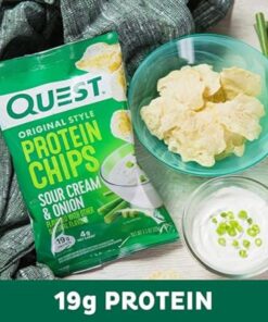 Quest Nutrition Sour Cream & Onion Protein Chips, Low Carb, Gluten Free, Potato Free, Baked, (8 Count of 1.1 oz Bags) 9 oz 1.1 Ounce (Pack of 8) 20 71zRMCScDOL