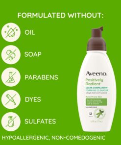 Aveeno Clear Complexion Foaming Oil-Free Facial Cleanser with Soy Extract & 0.5% Salicylic Acid, Acne Treatment Face Wash for Acne-Prone Skin, Sulfate-Free & Hypoallergenic, 6 fl. oz 6 Fl Oz (Pack of 3) 15 71zRdgotr3L