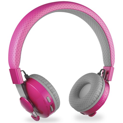 LilGadgets Untangled Pro Wireless Kids Headphones for School, On-Ear Bluetooth Girls Headphones with Built-in Microphone, No More Tangled Wires, Bluetooth Headphones, Pink