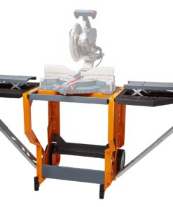 Bora Portamate - PM-8000 Miter Saw Stand Work Station | Mobile Rolling Table Top Workbench | Orange & Grey with Folding Wing Extensions Orange/Black 43 71zSjpCS1L 1
