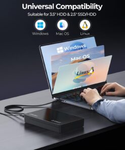 ORICO USB 3.0 External Hard Drive Enclosure for 3.5/2.5 Inch SATA Hard Drives/SSD Up to 20 TB, 3.5'' Tool-Free HDD Enclosure with 12V/2A Power Supply and UASP Acceleration (3588US3) ORICO 3588US3-CA-BK 24 71zVu54A3IL