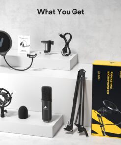 USB Microphone, MAONO 192KHZ/24Bit Plug & Play PC Computer Podcast Condenser Cardioid Metal Mic Kit with Professional Sound Chipset for Recording, Gaming, Singing, YouTube (AU-A04) Black 38 71zVzPFznWL