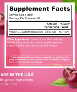 EZ Melts Dissolvable B12 Vitamin 2,500 mcg, Methylcobalamin, Sugar-Free, 3-Month Supply. 23 71zWZjxI4IL