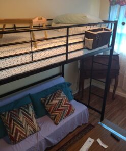 Walker Edison Timothee Urban Industrial Metal Twin over Loft Bunk Bed, Twin Size, Black 45 71zWeDT1IAL