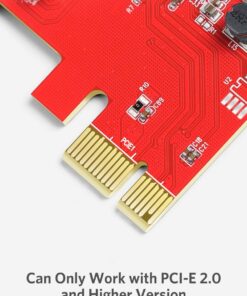Alternative view of Inateck PCI-e to USB 3.0 (4 Ports) PCI Express Card and 15-Pin Power Connector, Red