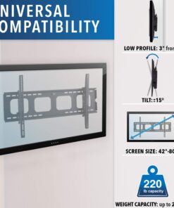Alternative view of Mount-It! Tilt TV Wall Mount Bracket for 40-70 inch LCD, LED, or Plasma Flat Screen TV - Super-Strength Load Capacity 220 lbs - 15 Degree Tilt Up & Down, Max VESA 850x450 Free 6 ft HDMI Cable