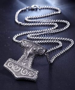 SINLEO Men's Stainless Steel Viking Norse Odin Thors Mjolnir Hammer Pendant Necklace 24inch Ball Chain Large 14 71zYCaPw1S