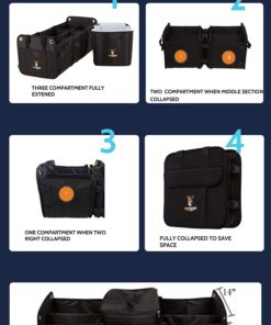 Tuff Viking Convertible Large 3 Compartment SUV Trunk Organizer | Grocery Organizer w Tie Down Straps and Insulated Leakproof Cooler Bag for Cars, Trucks and SUVs. PATENTED (4-in-1 w/Cooler, Black) 3-in-1 w/ Cooler bag 21 71zYtYRx4IL