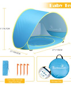 Sunba Youth Baby Beach Tent, Baby Pool Tent, UV Protection Infant Sun Shelters Beach Shade Tent, Pop Up Baby Tent for Beach Blue 18 71zZoALBTML