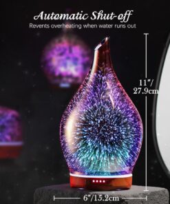 Porseme 280ml Essential Oil Diffuser, 3D Glass Aromatherapy Diffusor, Ultrasonic Cool Mist BPA Free Aroma Humidifier with Timer and Color Changing Function, Waterless Shut-Off for Home Office Room G2-280ml Rose Gold Aladdin Vase 17 71zaPRRylCL