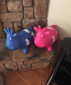 AppleRound Cow Bouncer with Air Pump, Inflatable Space Hopper, Ride-on Bouncy Animal (Pink) Pink 22 71zbEIsxfbL