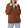 Women's Long Sleeve Zip Up Knit Cardigan with Pockets Stand Collar Full Zip Sweater Coat Lightweight Tops Medium Caramel 6 71zbI9nqh0L