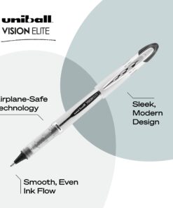 Uniball Vision Elite Rollerball Pens, Black Pens Pack of 12, Bold Pens with 0.8mm Ink, Ink Black Pen, Pens Fine Point Smooth Writing Pens, Bulk Pens, and Office Supplies 12 71zc5XB7ggL