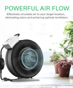 VIVOSUN Z8 8 Inch Inline Duct Fan, 740 CFM Ventilation Fan with Variable Speed Controller for Grow Tent, Indoor Garden Ventilation, Black 16 71zeBrSio1L 1