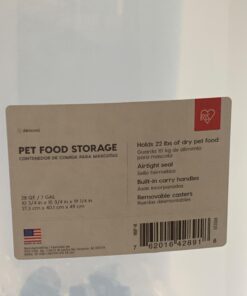 IRIS USA 55 Lbs / 67 Qt WeatherPro Airtight Pet Food Storage Container with Attachable Casters, For Dog Cat Bird and Other Pet Food Storage Bin, Keep Pests Out, Translucent Body, Almond/Clear Clear/Almond 46 71zfZ C84yL 1