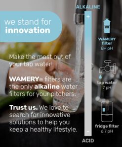 WAMERY Certified Alkaline Water Filter Replacement Fits Brita and Wamery Pitcher Cartridges 3-Pack, Increases Water pH. 3 Pack 23 71zfghm9fpL
