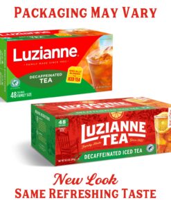 Luzianne Decaffeinated Iced Tea Bags, Family Size, Unsweetened, 48 Count Box, Specially Blended For Iced Tea, Clear & Refreshing Home Brewed Southern Iced Tea 48 Count (Pack of 1) 5 71zgbN8I9hL