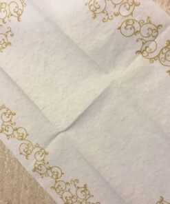Disposable Guest Bathroom Hand Towels - Gold Floral Design - Linen-Feel Disposable Paper Towels, Cloth-Like Texture, Single-Use, Perfect Size: 12x17” Unfolded & 8.5x4” Folded - Box of 100 by SimuLinen 12" x 17" 30 71zgtCAvxiL